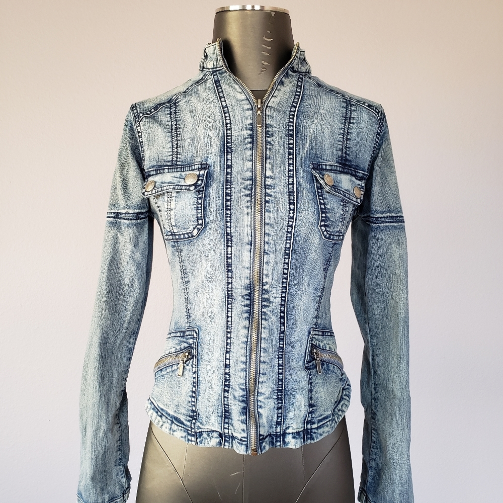STUDIO F -Motorcyle Jean Jacket size Small